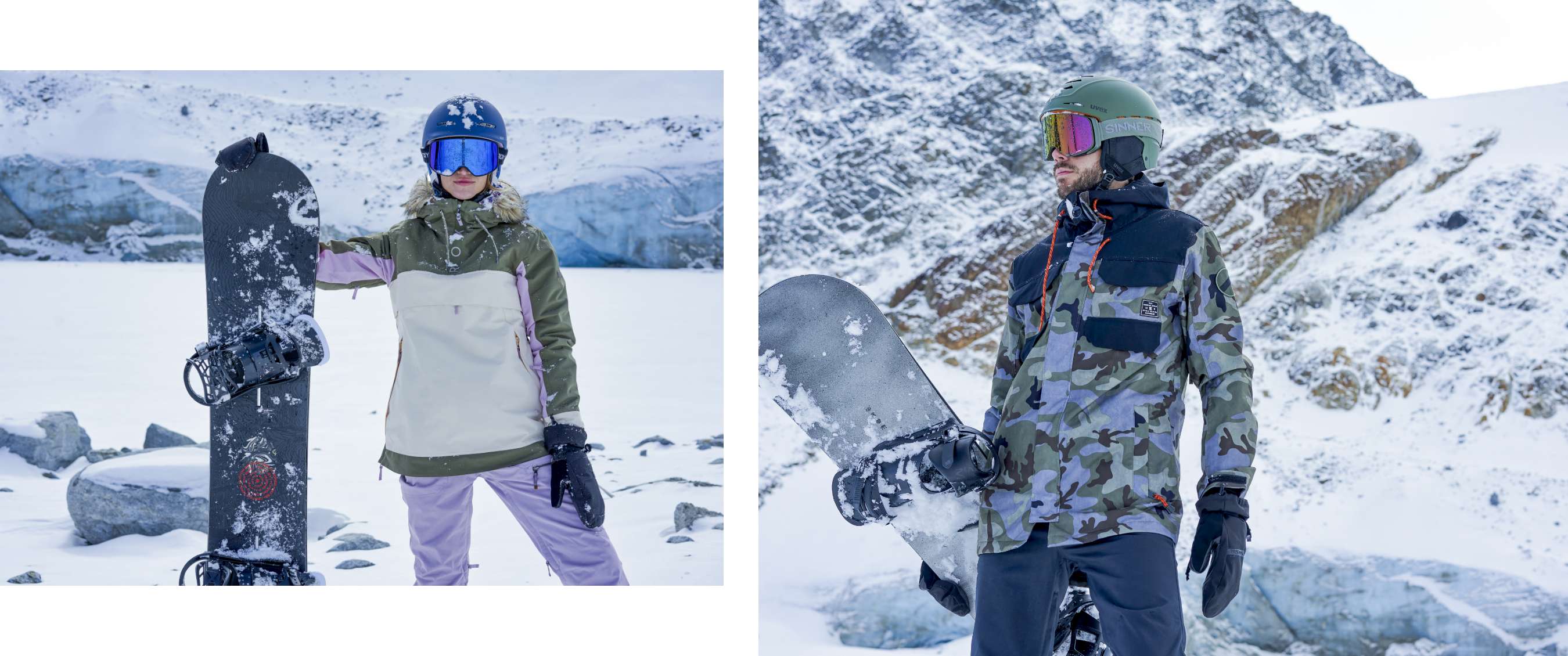 two snowboards and their snowboards