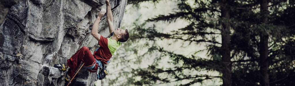 A person bouldering 