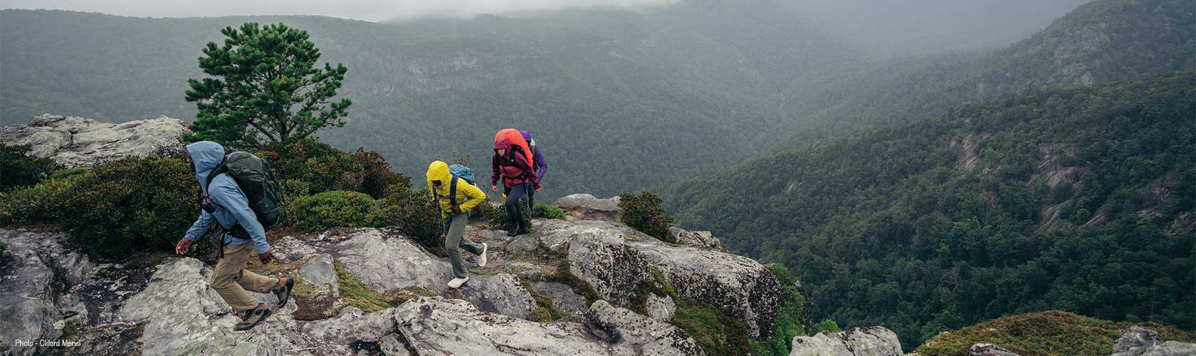 People in Patagonia kit are hiking