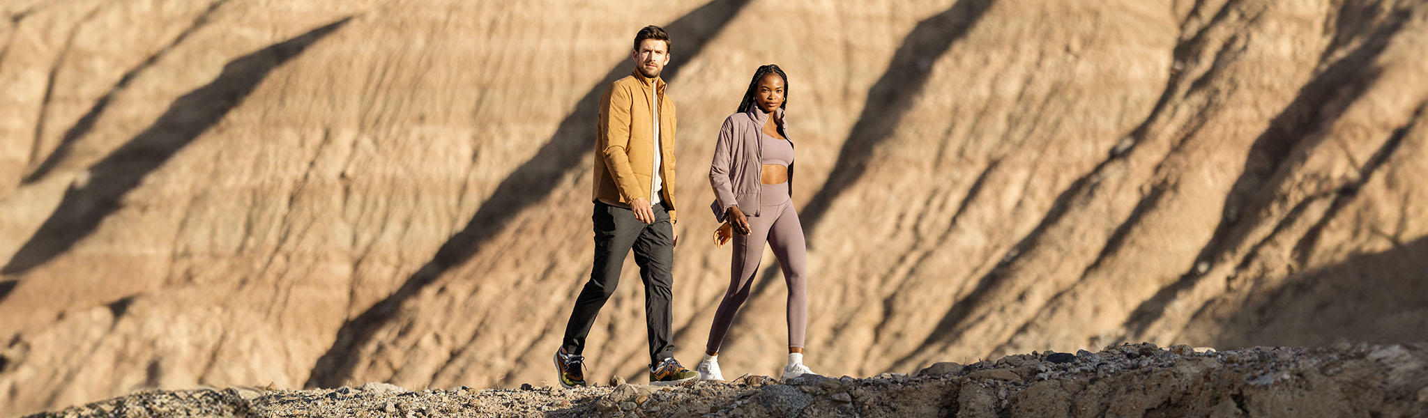two people running