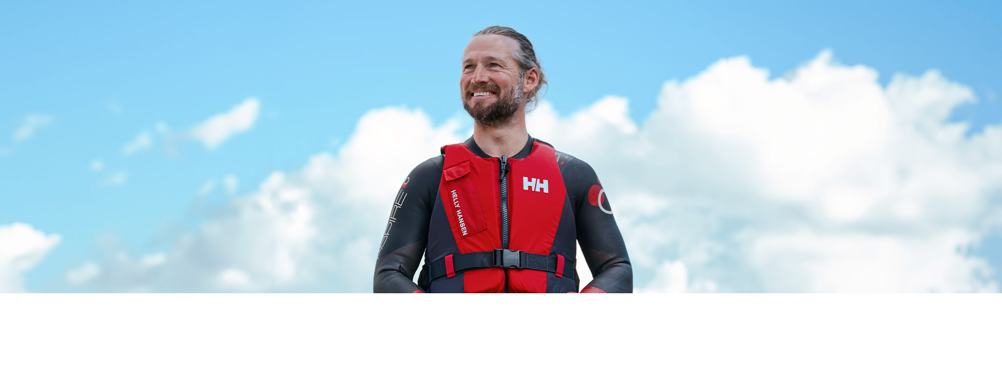 Jamie Ramsay wearing a Helly Hansen life jacket. 