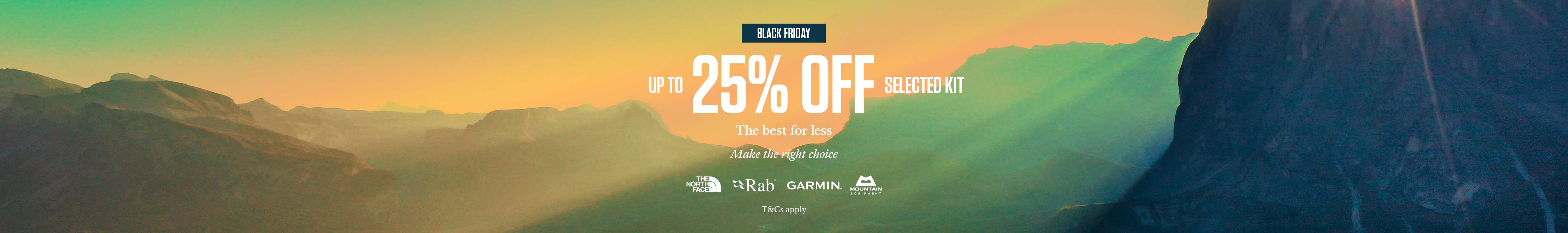 Shop Black Friday Snowsports. Up to 25% off of selected kit 
