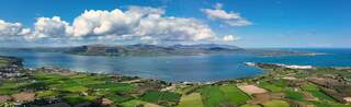 Aerial photoo of Slieve Donard slieve Binnian and Slieve Bearnagh Mountains Carlingford Lough Co Louth Ireland