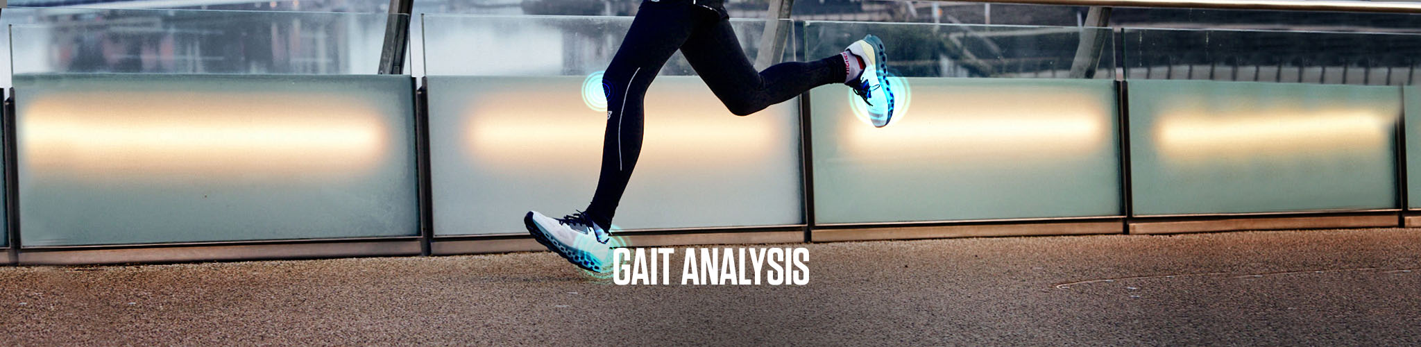 Gait analysis. A person in running motion