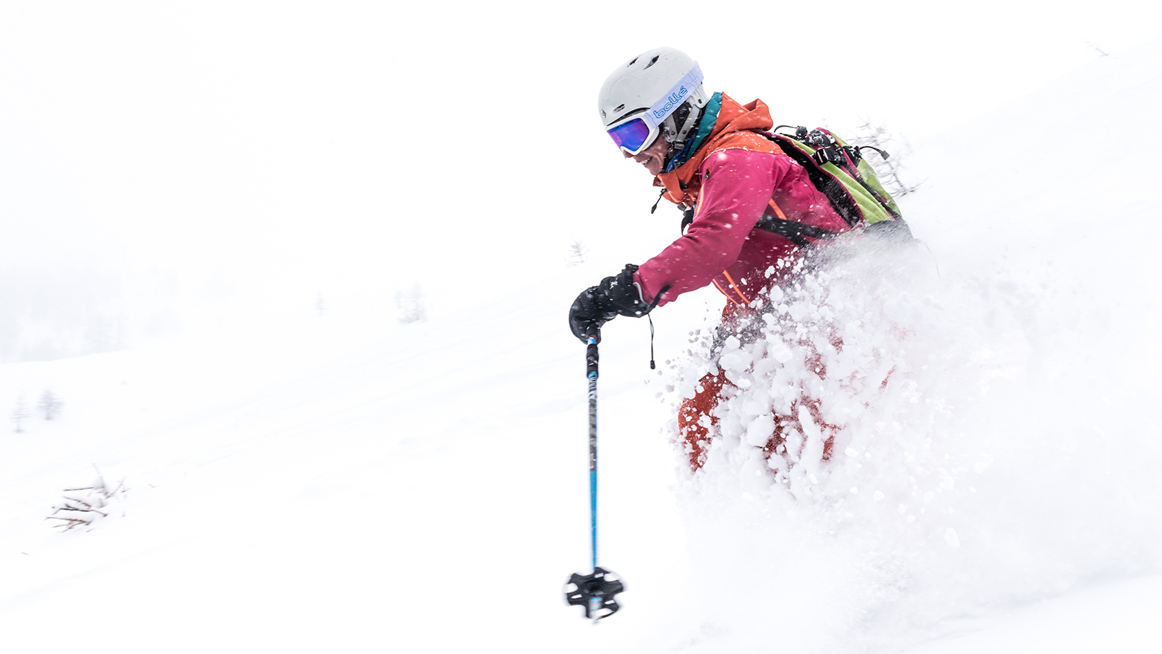 A person skiing in deep snow