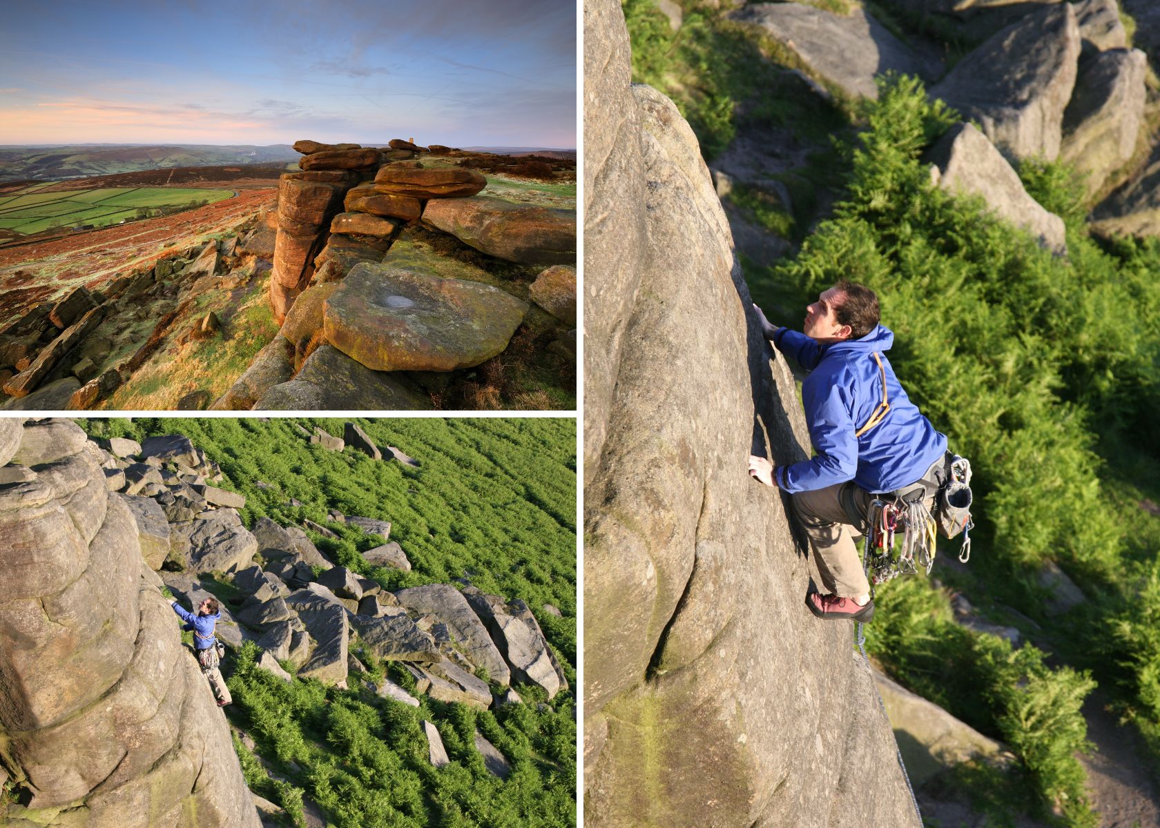 People bouldering at Stanage Edge