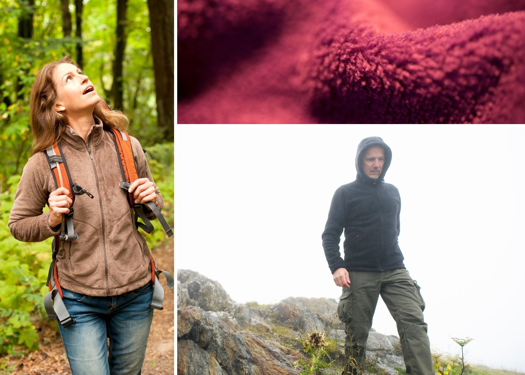 A group of people in the outdoors wearing fleeces