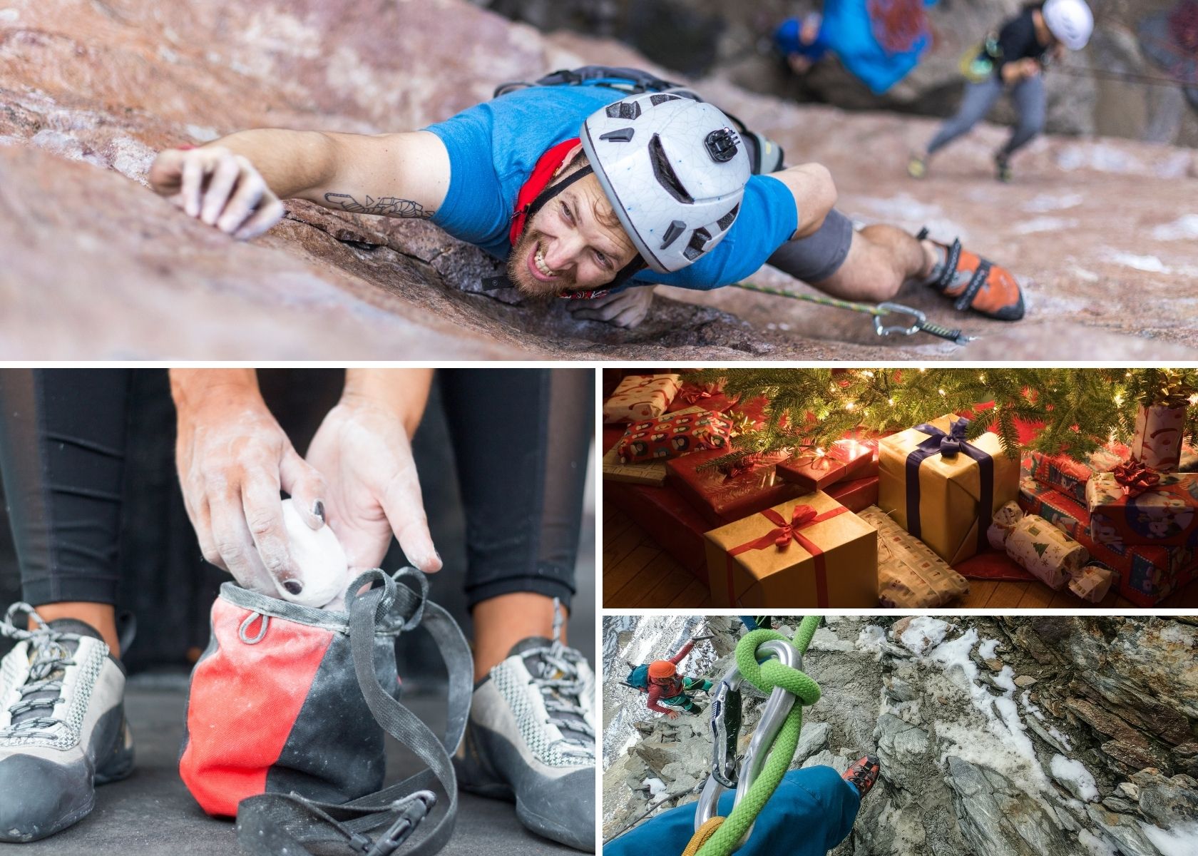 A variety of images depicting gifts for climber
