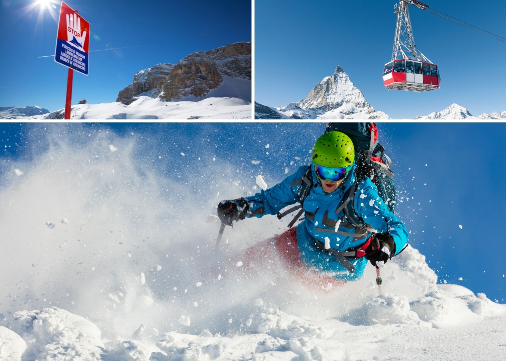 A person skiing through heavy powder snow 