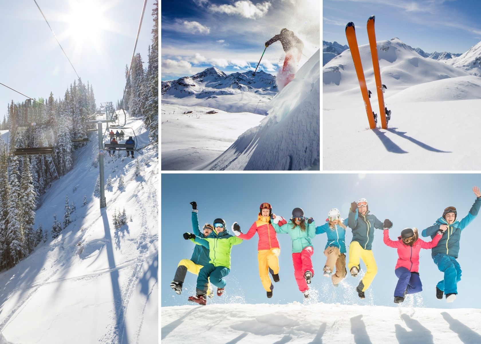 People being safe and having fun on the ski slopes 