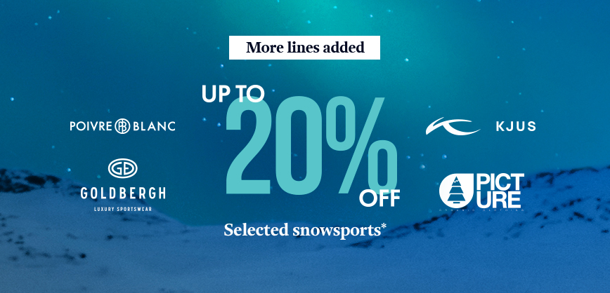 snowsports clothing offer up to 20% off - more lines added