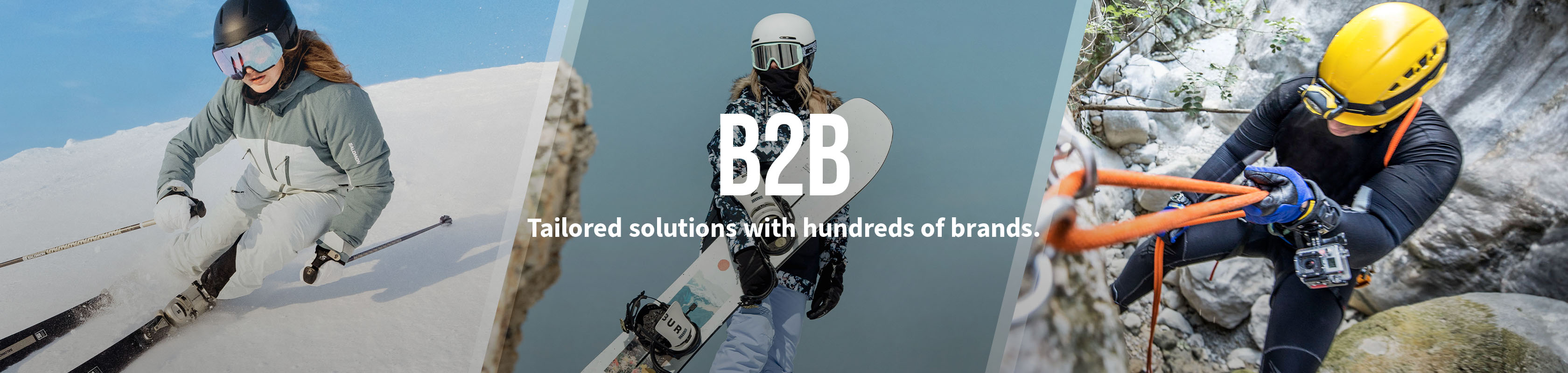 Persons skiing and climbing