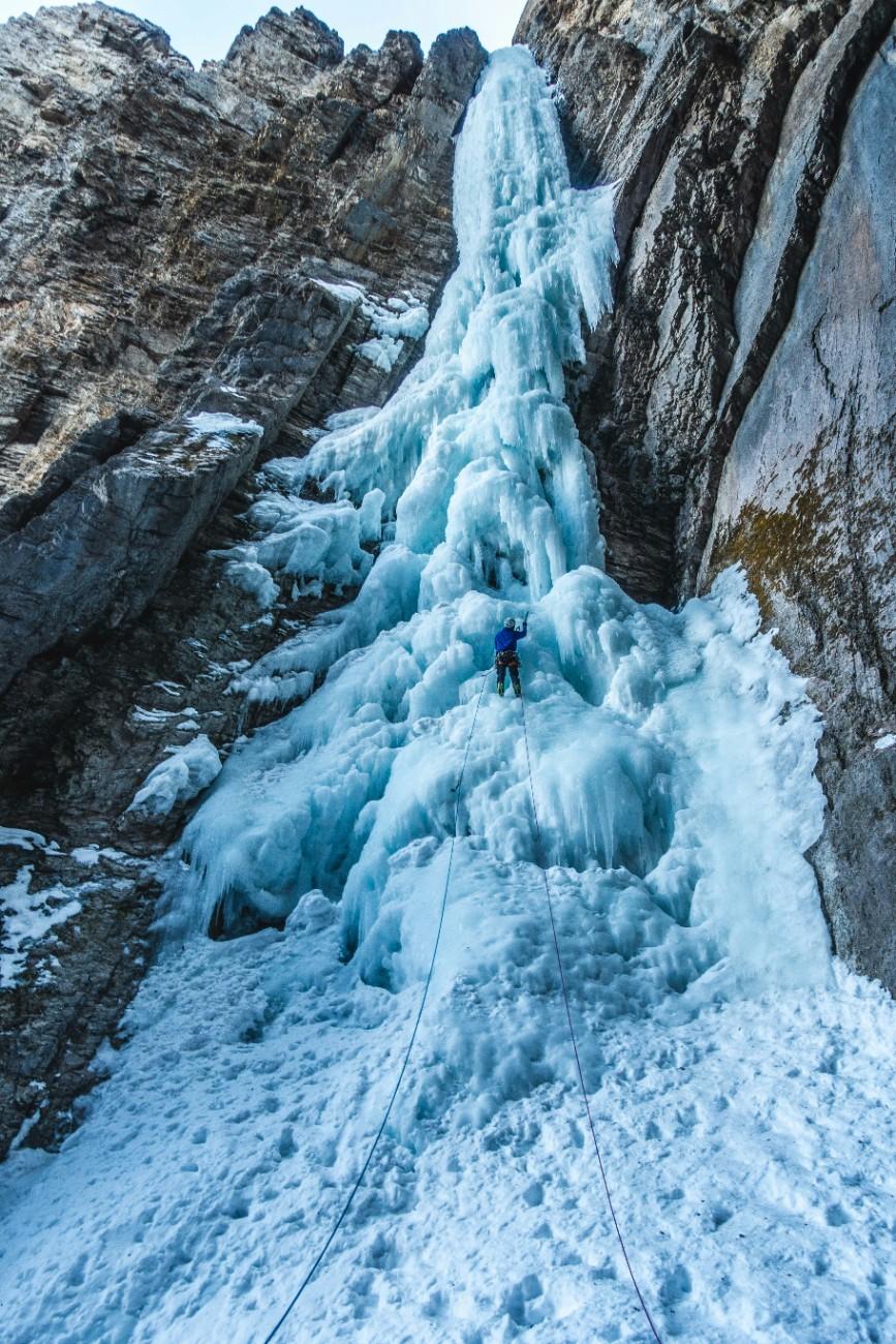 A person Ice Climbing