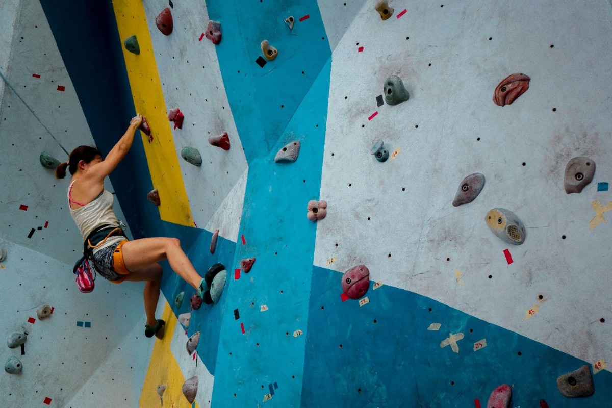 A person indoor climbing