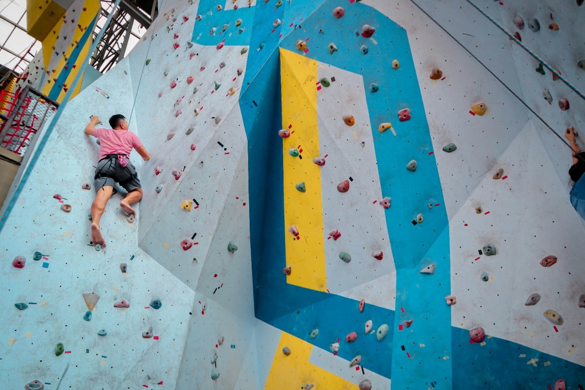 A person indoor climbing