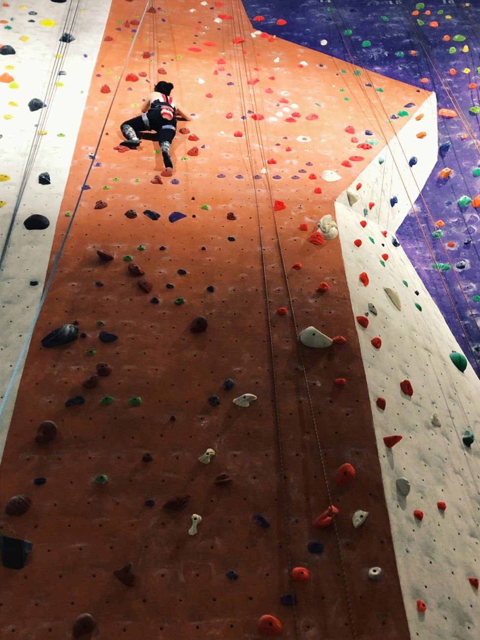 A person indoor climbing
