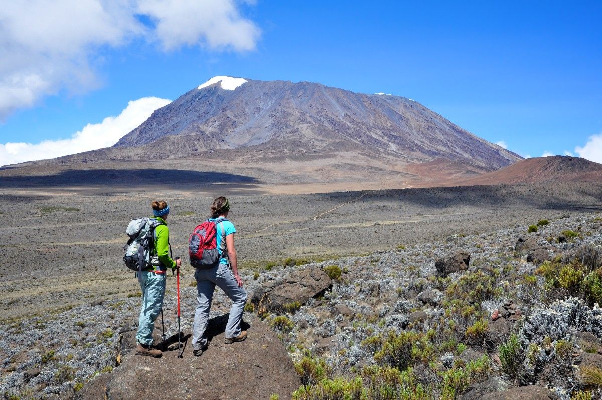 Two women hiking Kilimanjaro 