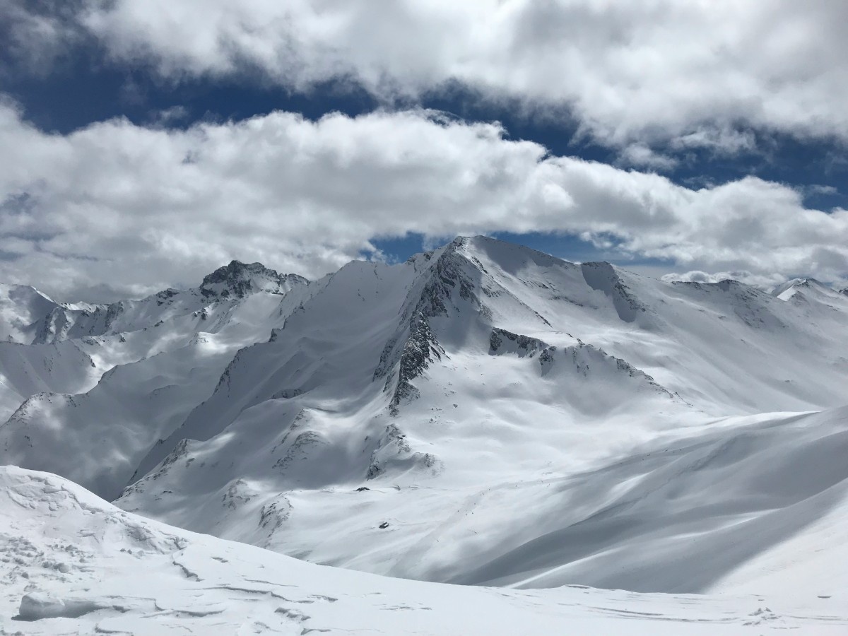 Clouds over the mountains of Ischgl ski resort 