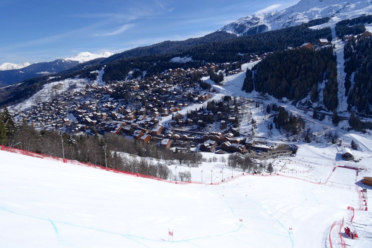 The piste from above at Méribel Ski Resort