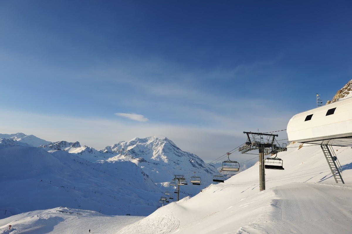 A chair lift in Val d'Isere ski resort 