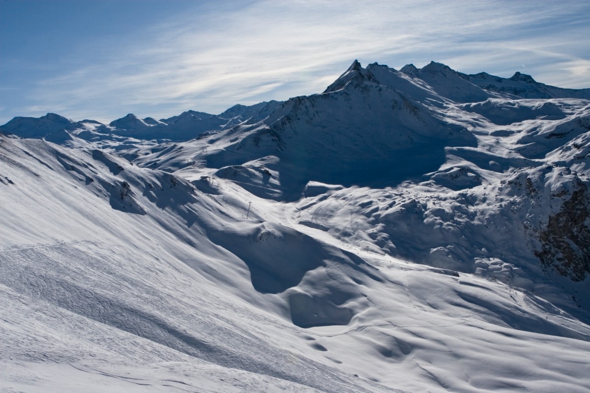 The snowy alps in Val d'Isere ski resort 